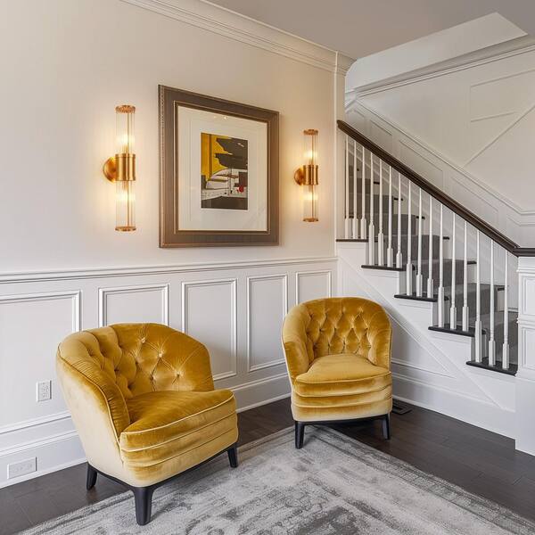 3 in. Crystal 2-Light Modern Brass Vanity Light Wall Sconce for Bathroom Dresser Vertical/Horizontal Wall Mount Lighting