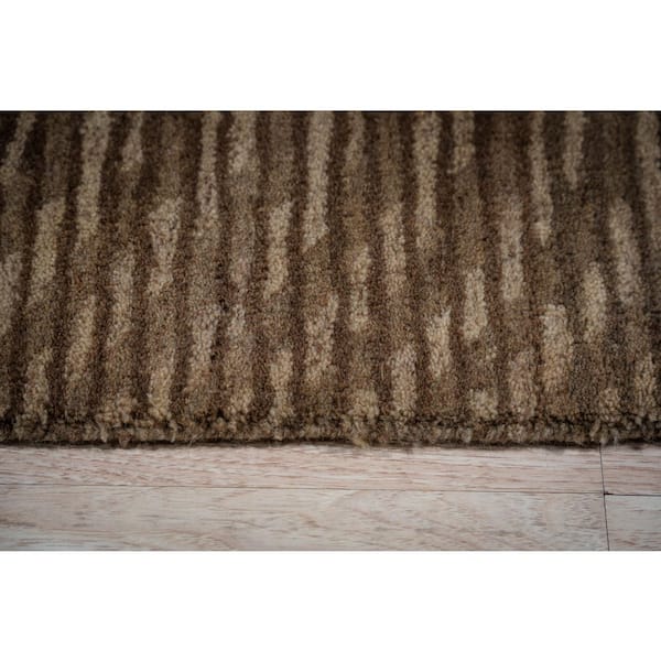 Contemporary Brown Hand-Tufted Wool Area Rug with Waves Pattern, Area Rug