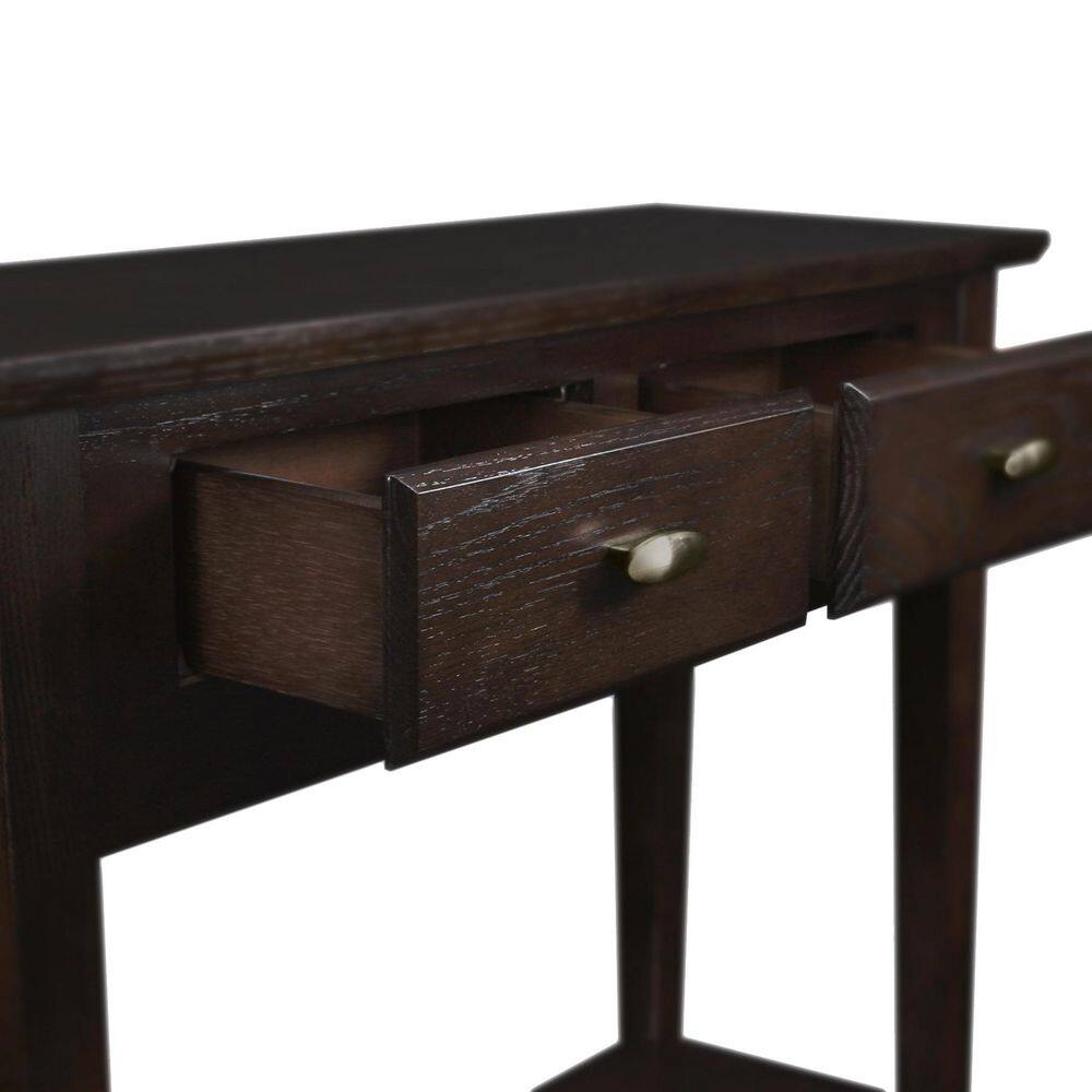 Chocolate Oak Slim Hall Console Table with Storage