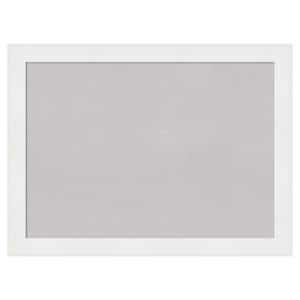 Vanity White Narrow Framed Grey Corkboard 31 in. x 23 in. Bulletin Board Memo Board