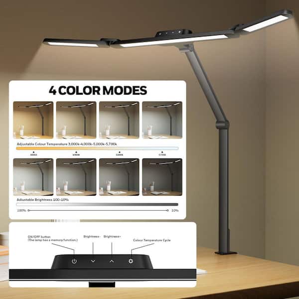 BIBIVIS 32 in. x 23.6 in. Clip On Light Black Plug-in Dimmable LED