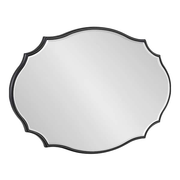 Kate and Laurel Leanna 24.00 in. H x 18.00 in. W Modern Oval Black Framed Accent Wall Mirror