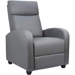 Gray Single Recliner Chair Padded Seat PU Leather for Living Room, Home Theater Seating