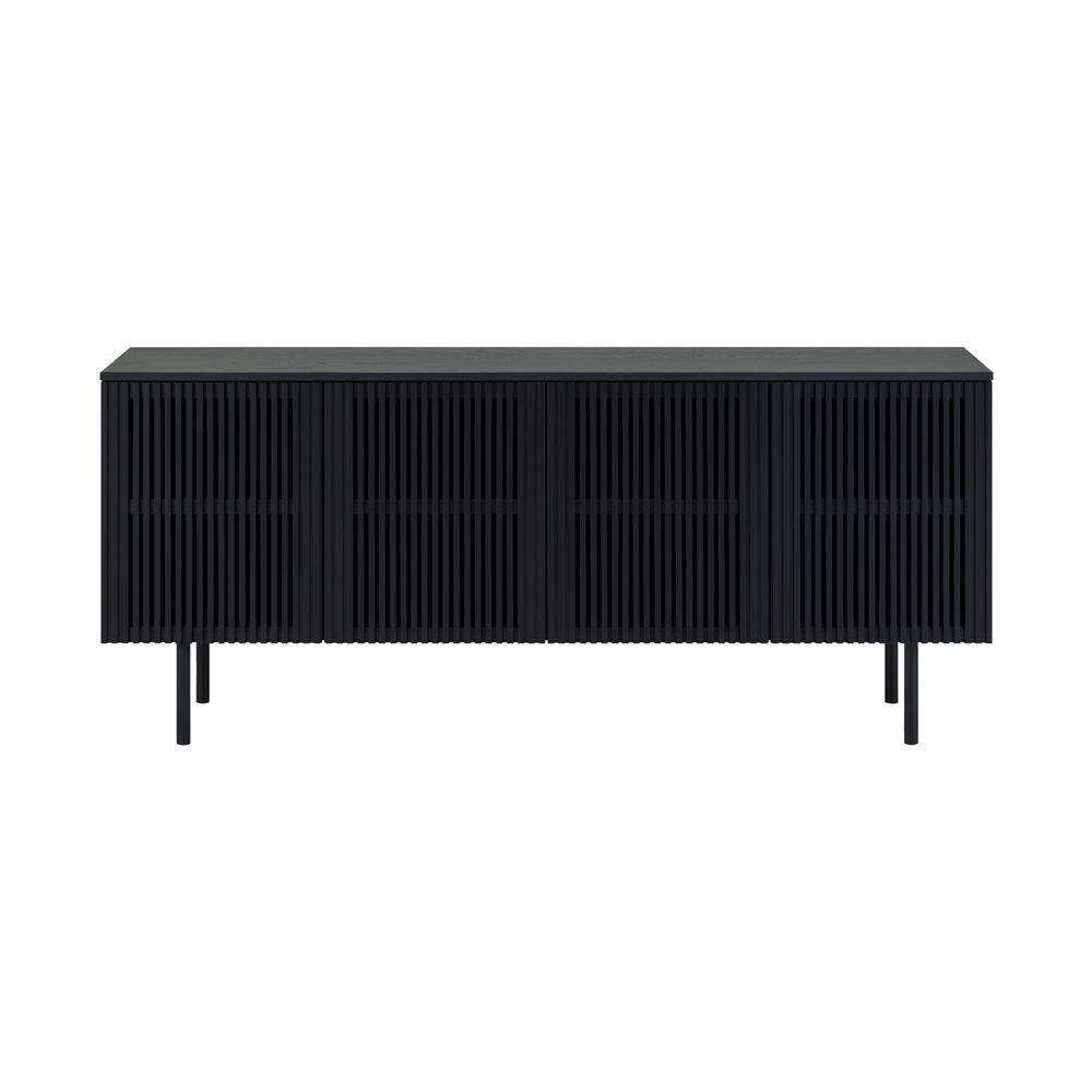 Pasadena Black Oak Wood 66" 4-Door Buffet Cabinet