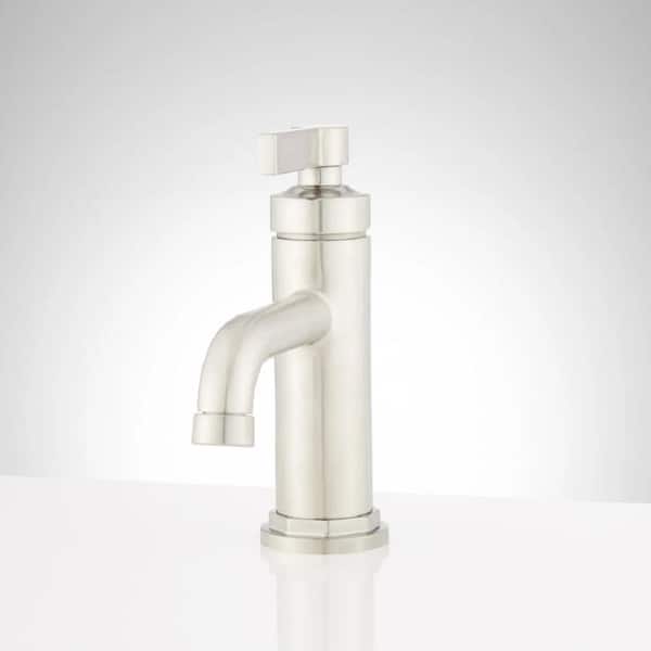 SIGNATURE HARDWARE Greyfield Single Handle Mid Arc Single Hole Bathroom Faucet with Spot Resistant in Brushed Nickel