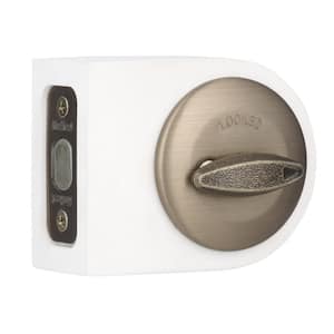 663 Single-Sided Deadbolt in Antique Brass with Microban Antimicrobial Technology