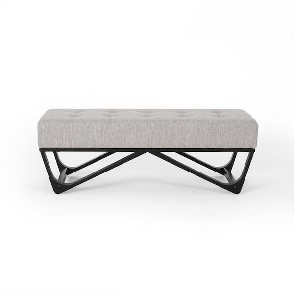 Unbranded Assisi Light Grey Tufted Ottoman Bench