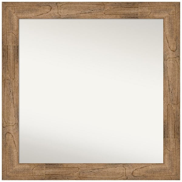 Amanti Art Owl Brown 31.5 in. W x 31.5 in. H Square Non-Beveled Wood Framed Wall Mirror in Brown