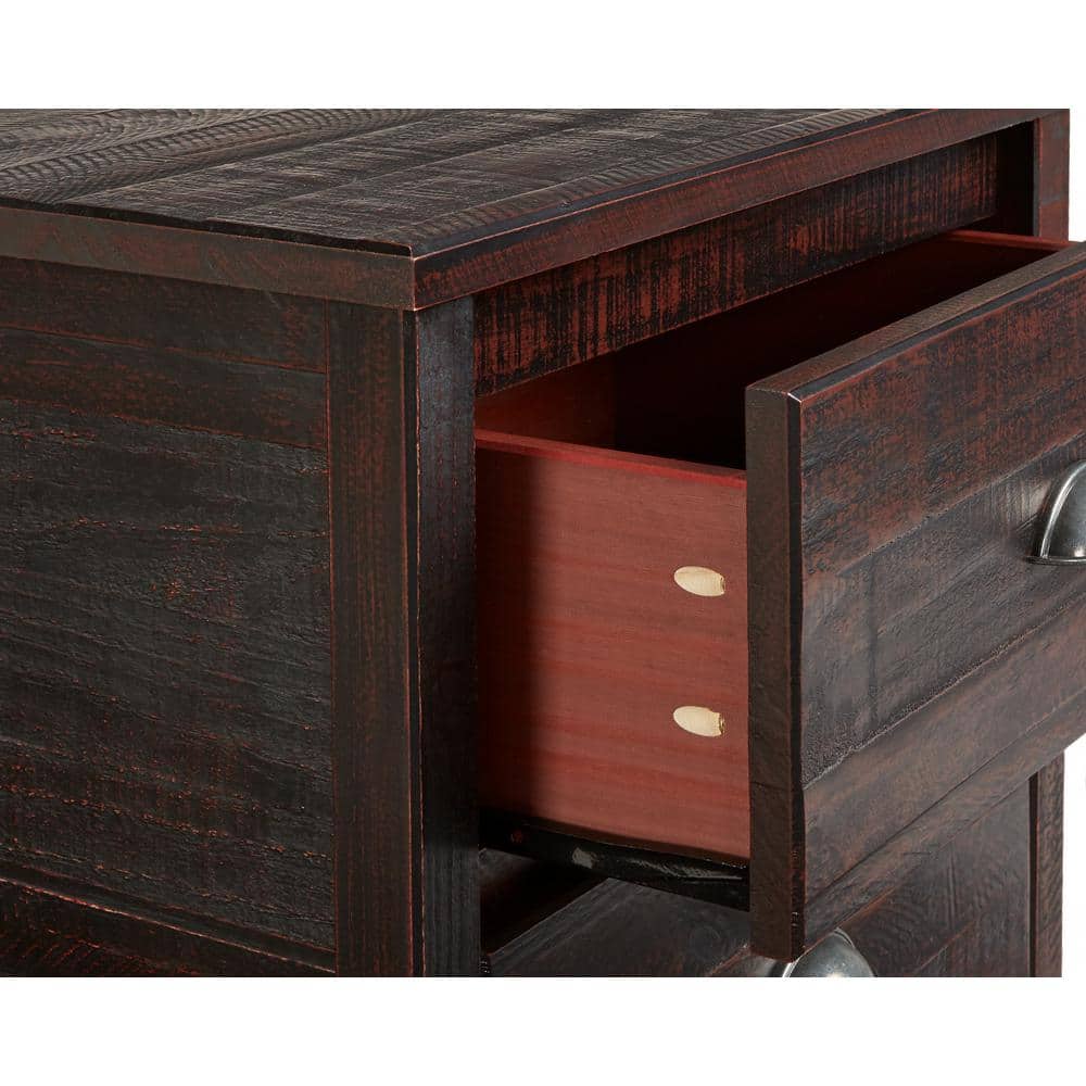 Baja Medium Pine 2-Drawer Nightstand with Steel Accents