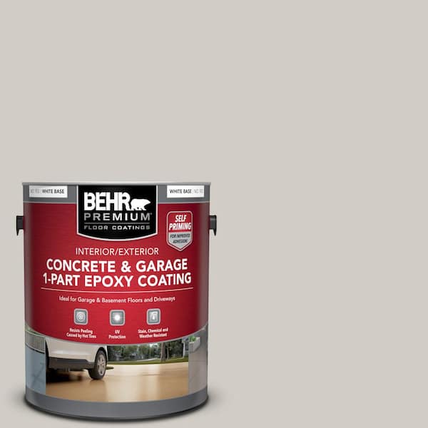 BEHR PREMIUM 1 gal. #HDC-NT-20 Cotton Grey Self-Priming 1-Part Epoxy Satin Interior/Exterior Concrete and Garage Floor Paint