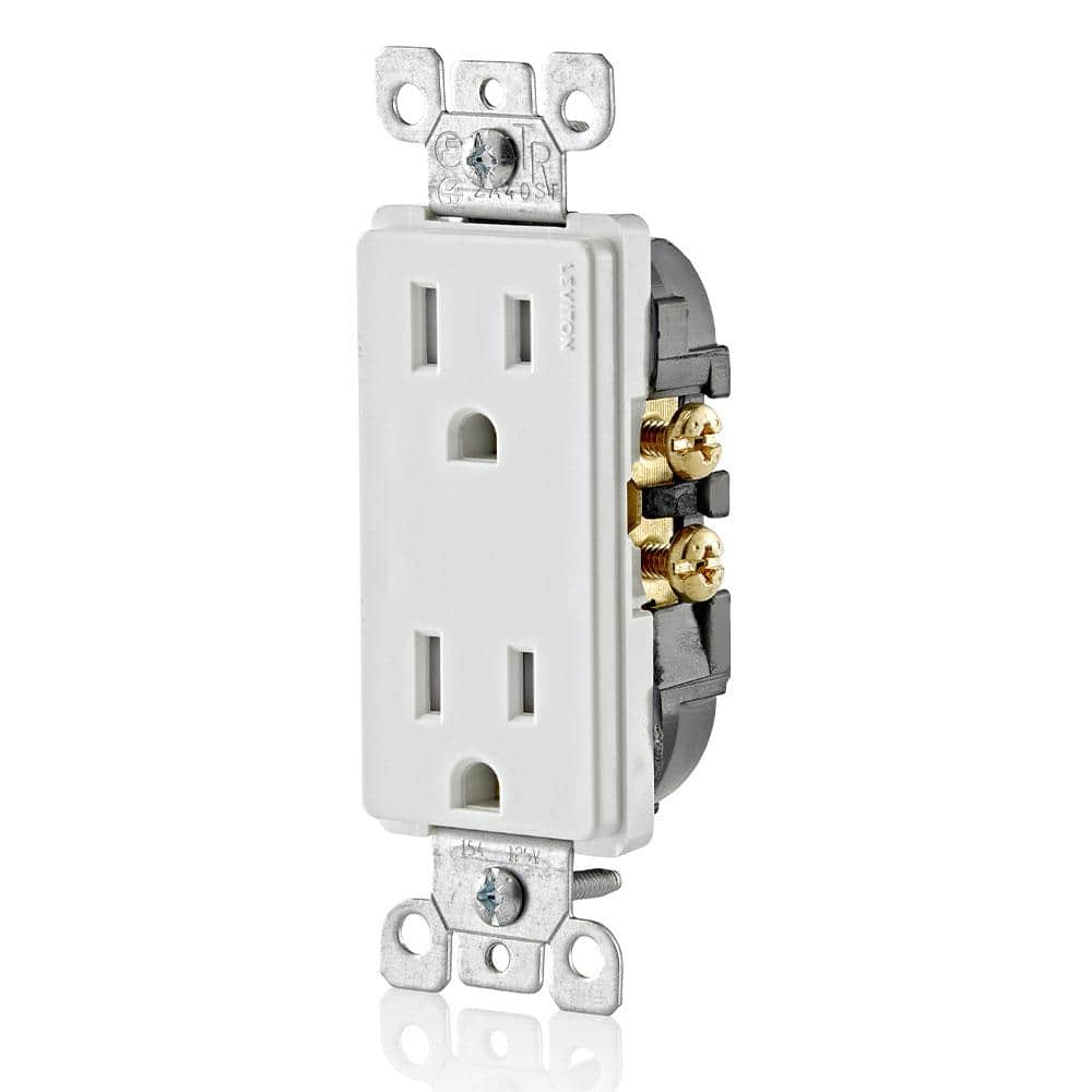 Leviton Decora 15 Amp Tamper Resistant Duplex Outlet White 10 Pack