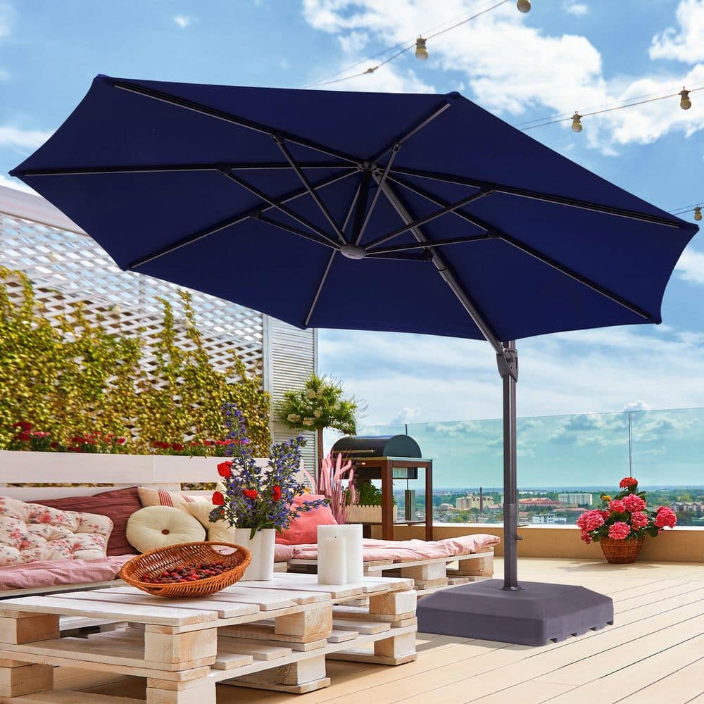 denim blue patio umbrella SUPERJARE 13FT Outdoor for Patio, Double sided Pool Umbrellas with Fade Resistant Canopy, Large Table Umbrella for Deck, Market, Backyard Bring effortless shade and after Sun-Ray 9-ft Denim Solar Powered