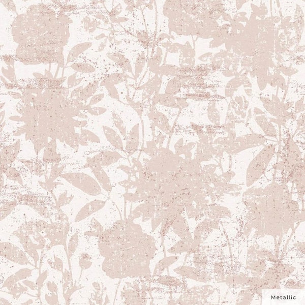 Metallic Pink Garden Floral Vinyl Peel and Stick Wallpaper Roll (Covers 28 Sq. ft.)