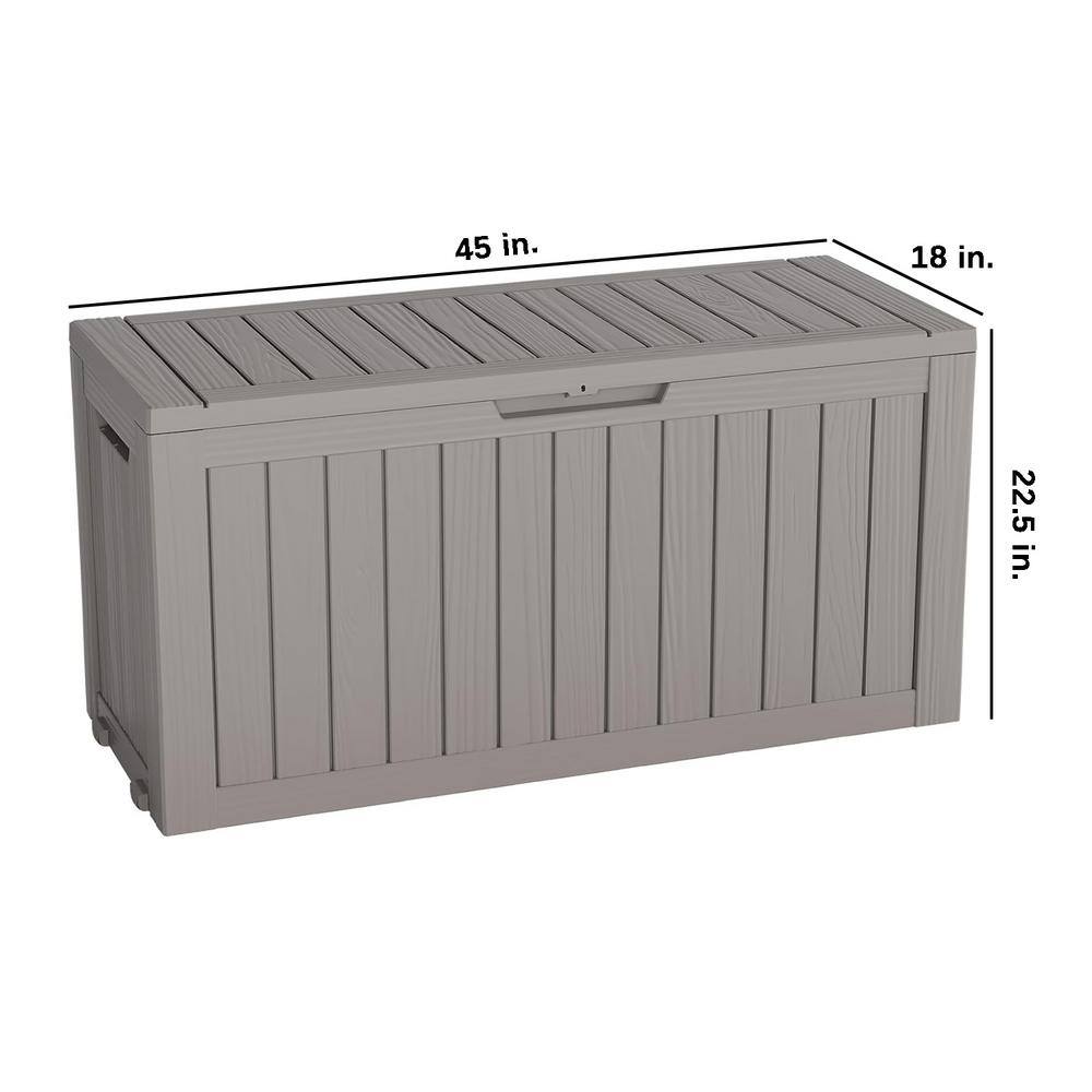 Gray Resin Lockable Deck Box with Wheels, 72 Gallon Capacity