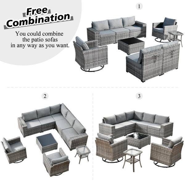 HOOOWOOO Howell 9-Piece Wicker Outdoor Furniture Patio