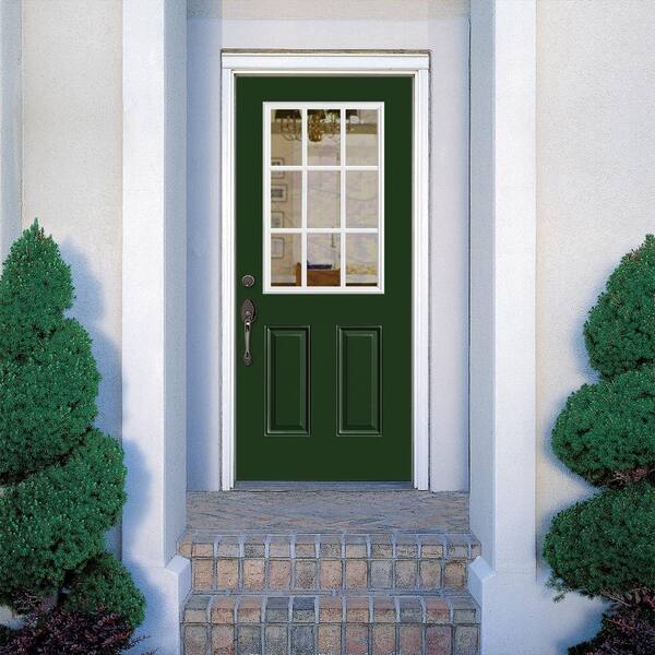 Masonite 36 in. x 80 in. 9 Lite Conifer Right-Hand Inswing Painted