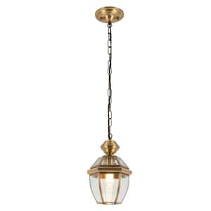 60-Watt 1-Light Brass Modern Pendant Light with Clear Glass Shade and Adjustable Height for Kitchens, No Bulbs Included