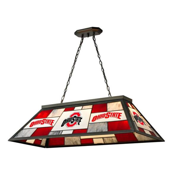 Imperial 3-Light Black Ohio State Stained Glass Billiard Lamp