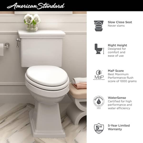 American Standard Lexington Tall Height 2 Piece 1 28 Gpf Single Flush Elongated Toilet With Slow Close Seat In White 718aa107 020 - How To Fix A Soft Close Toilet Seat American Standard