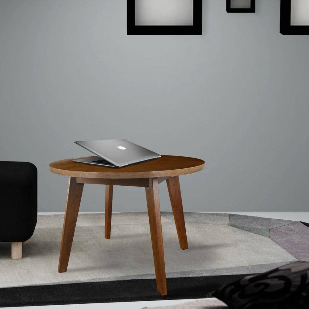 Genuine 24" Round Walnut Coffee Table with Solid Wood