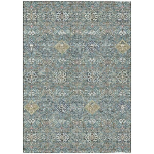 Chantille Machine Washable Indoor/Outdoor Abstract ACN2440 Teal 10 ft. x 14 ft. Area Rug