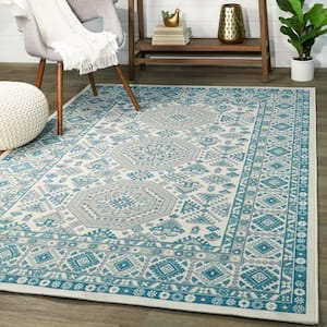 Amit Teal 2 ft. x 7 ft. Indoor/Outdoor Runner Rug