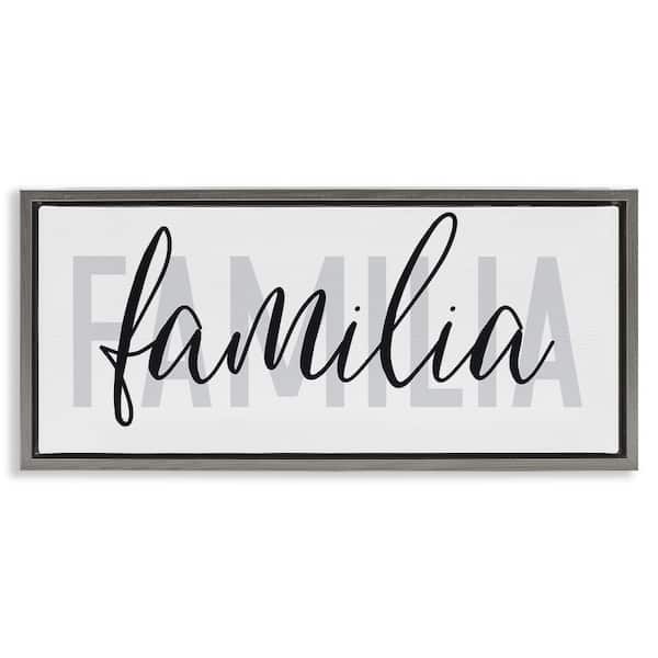 Stupell Industries Familia Simple Family Text by Wild Apple Portfolio Gray Floater Frame Typography Graphic Art Print 14 in. x 31 in.
