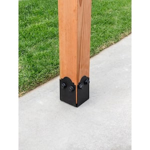 Outdoor Accents Mission Collection ZMAX Black Post Base Side Plate for 6x Lumber (2-Pack)