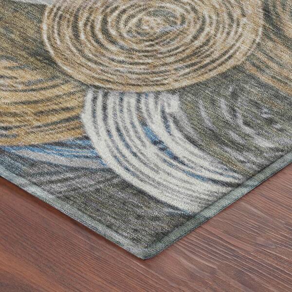 Mayfield Premium Machine Washable Abstract AMF2267 Beige 3 ft. x 5 ft. Area Rug