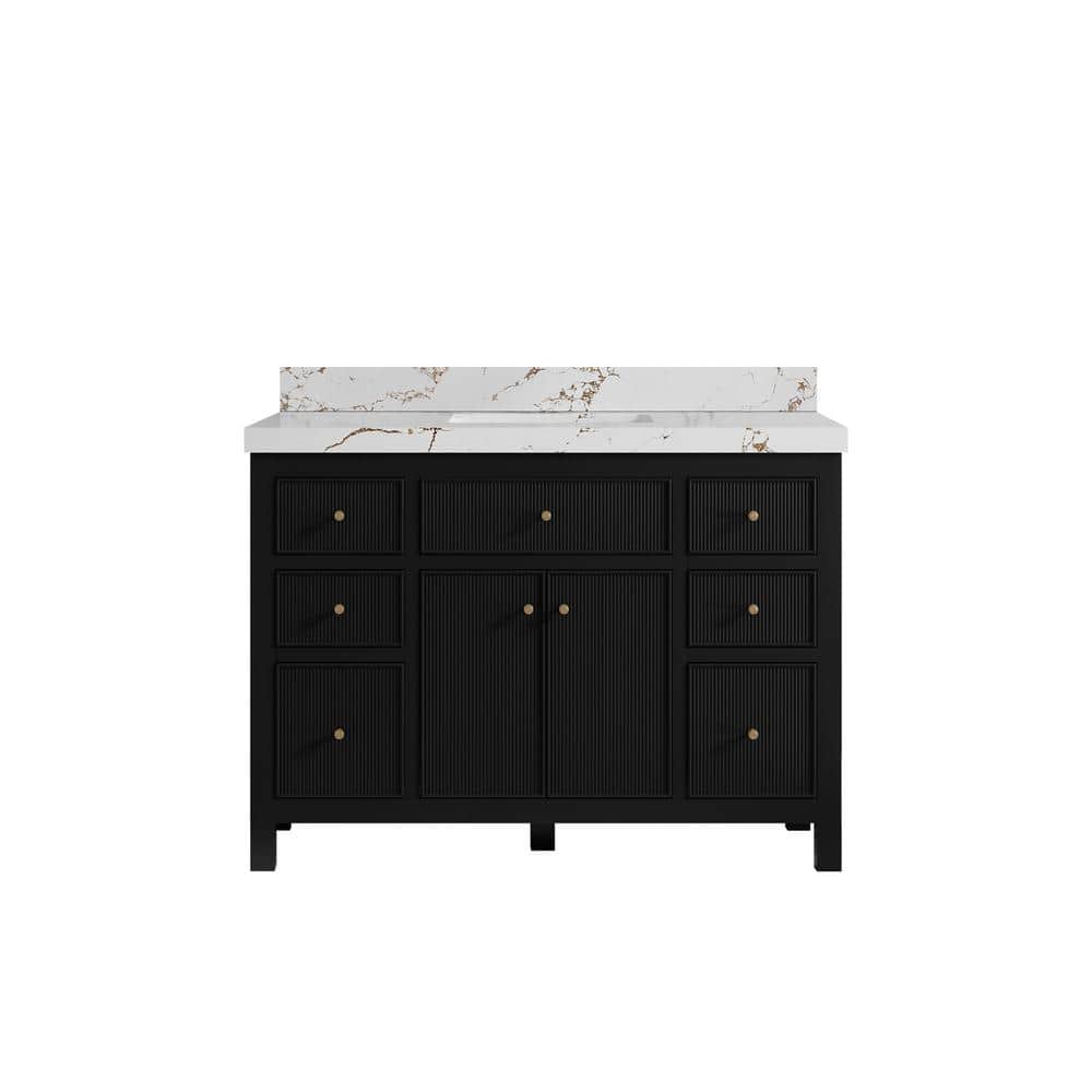 Sonoma 48 in. Single Sink Freestanding Black Bath Vanity with Viola Brown Quartz Top Unassembled price history on PriceWatchPro