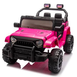 12-Volt Kids Ride On Truck Pink Electric Car with Remote Control, MP3, LED Lights, Radio and Safety Belt