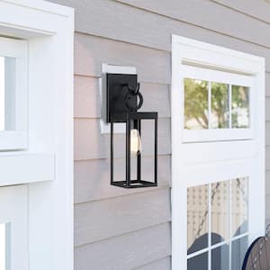 Martin 19.3 in. Matte Black Outdoor Wall Lantern Sconce with Clear Glass Shade