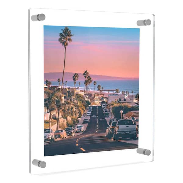 Fab Glass and Mirror 34 in. W. x 44 in. Rectangular Double Acrylic Picture Frame Chrome Wall Mounted Magnet Best 30 in. W. x 40 in. Art Size
