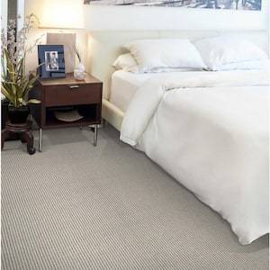Cornerstone Stripe - Ivory/Oatmeal - White 13.2 ft. 42 oz. Wool Pattern Installed Carpet