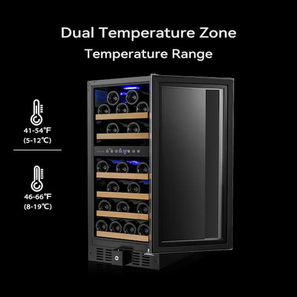 Nipus 20 Bottle and 60 Can 24-Inch Series Dual Zone Built-in and Freestanding Wine & Beverage Refrigerator Tempered NPDUAL02