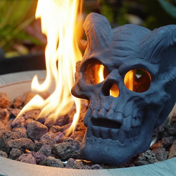 3000°F Halloween MGO Skull Fire Log, Haunted Flame Fire Pit Decor