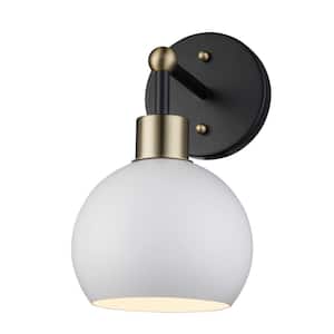 Indigo 1-Light Black and White Indoor Wall Sconce Light Fixture with Metal Shade