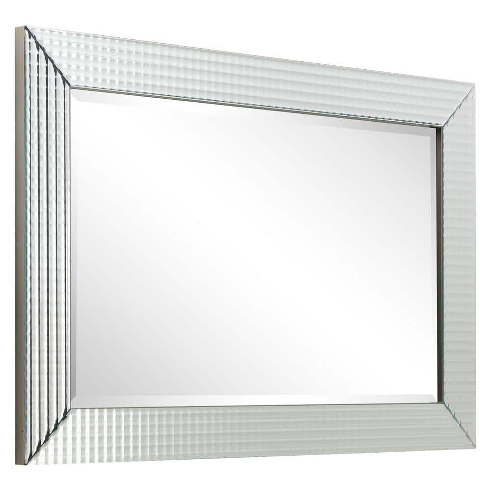 24" x 36" Beveled Rectangular Wall Mirror with Textured Glass Frame