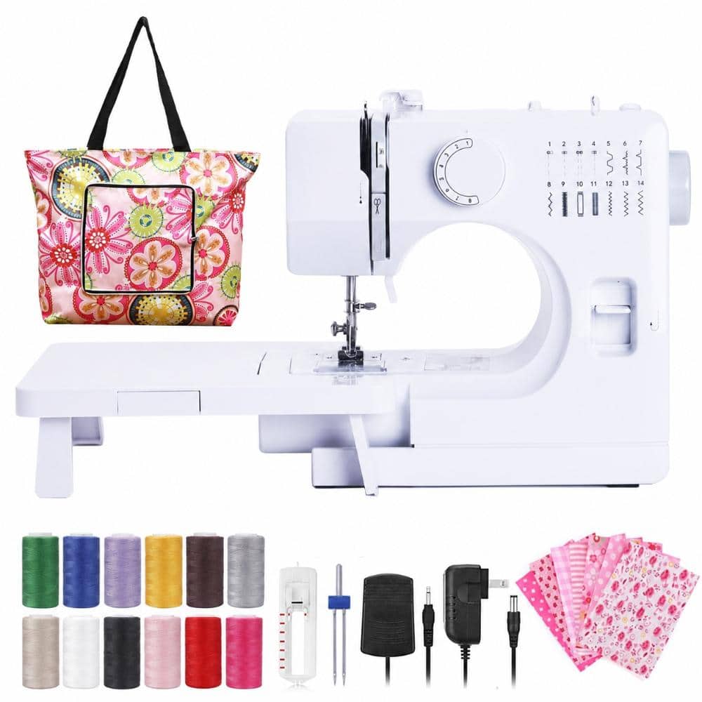 Electric Mini Portable Sewing Machine with 14 Built-in Stitches, Foot Pedal, Extension Table and Storage Bag price history on PriceWatchPro