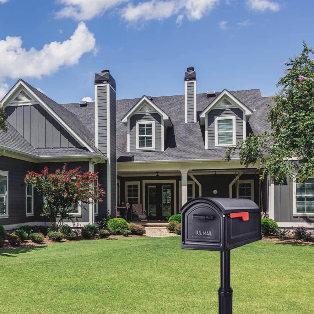 Extra Large Black Plastic Post Mount Mailbox