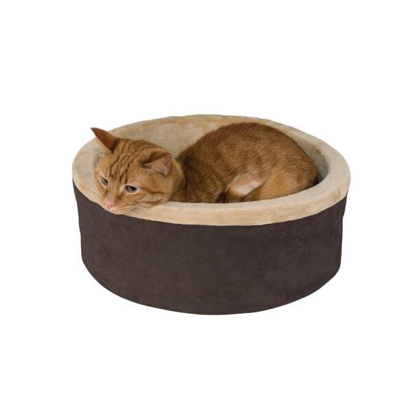 K&H Thermo-Kitty Heated Cat Bed - Leopard Print Sleep House With Removable Heater, 12x17 Inches