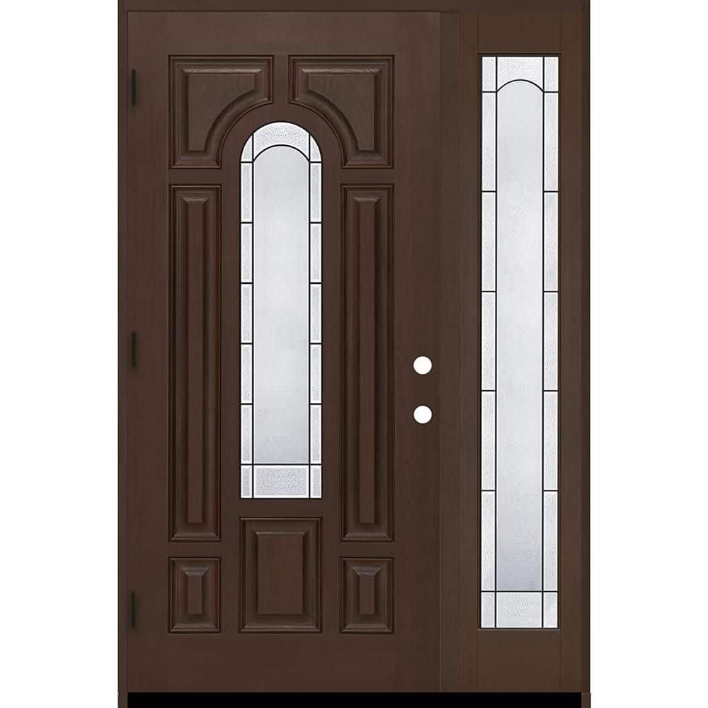 Regency 51 in. x 80 in. CenterLite Empire Glass RHOS Hkry Mahogany Fiberglass Prehung Front Door w/12in-Full SL 4-9/16 price history on PriceWatchPro