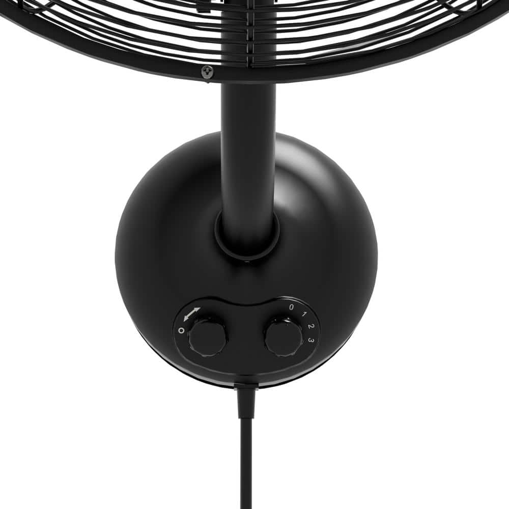 Matte Black 16-Inch Oscillating Wall Mounted Fan with Adjustable Head