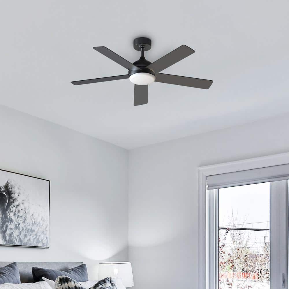 Carley 52 in. Integrated LED Indoor Matte Black Smart Ceiling Fan with Remote Control and CCT Powered by Hubspace price history on PriceWatchPro
