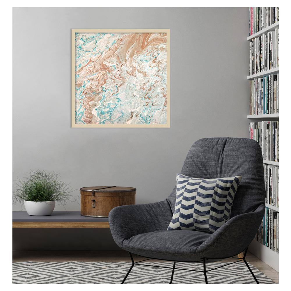 Wild Lagoons Abstract Graphic Art in Svelte Natural Frame