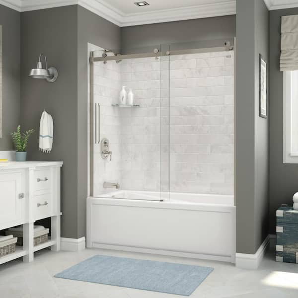 Bath And Shower Combo In Marble Carrara, Home Depot Bathtubs And Shower Combo