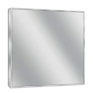 30 in. W x 36 in. H Framed Rectangular Bathroom Vanity Mirror in Brush nickel