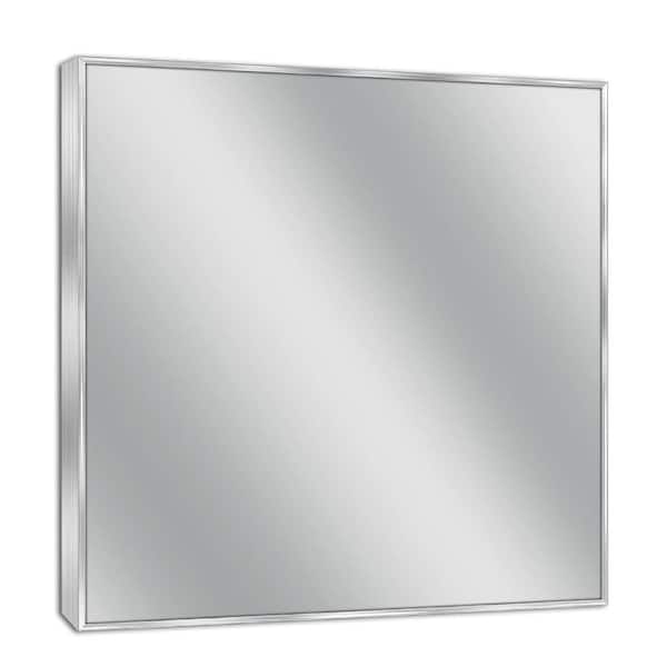 Deco Mirror 30 in. W x 36 in. H Framed Rectangular Bathroom Vanity Mirror in Brush nickel
