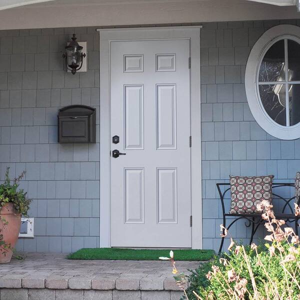 Masonite 36 In X 80 In 6 Panel Right Hand Outswing Primed Smooth Impact Fiberglass Prehung Front Exterior Door No Brickmold 74657 The Home Depot