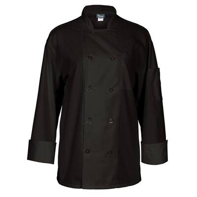 C11P Unisex SM Black Long Sleeve Mesh Back Chef Coat